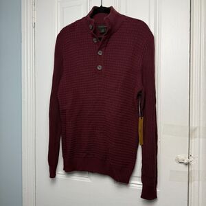 Ethan Pierce Sweater Mens Medium Maroon Knit Pullover Business Casual NWT